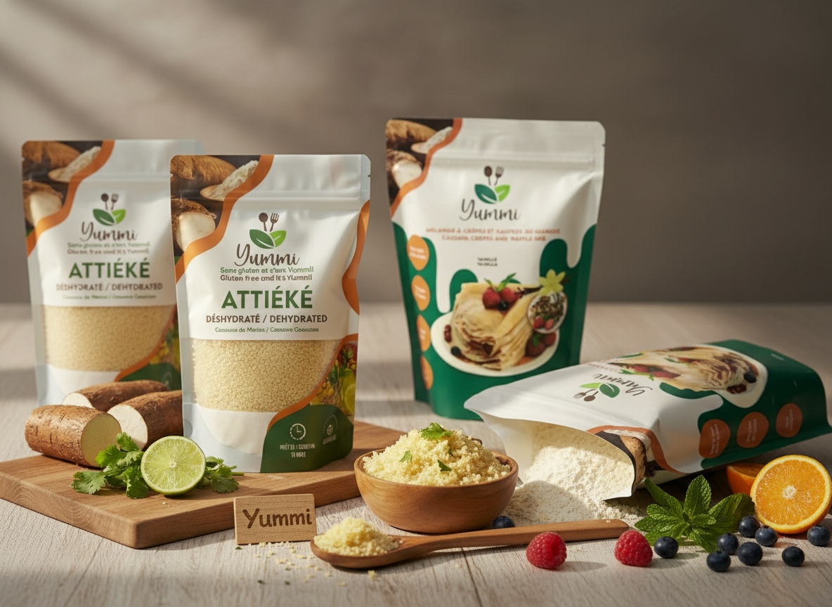 Bannière Yummi complète avec bol d'attiéké