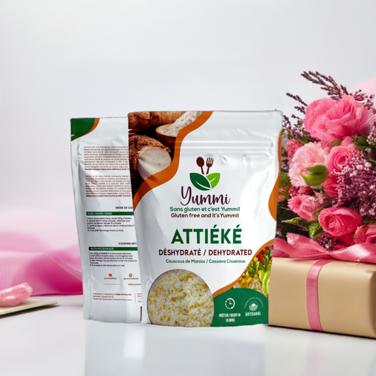 Cassava by Yummi Official Dehydrated Attiéké gluten-free cassava couscous in sealed package
